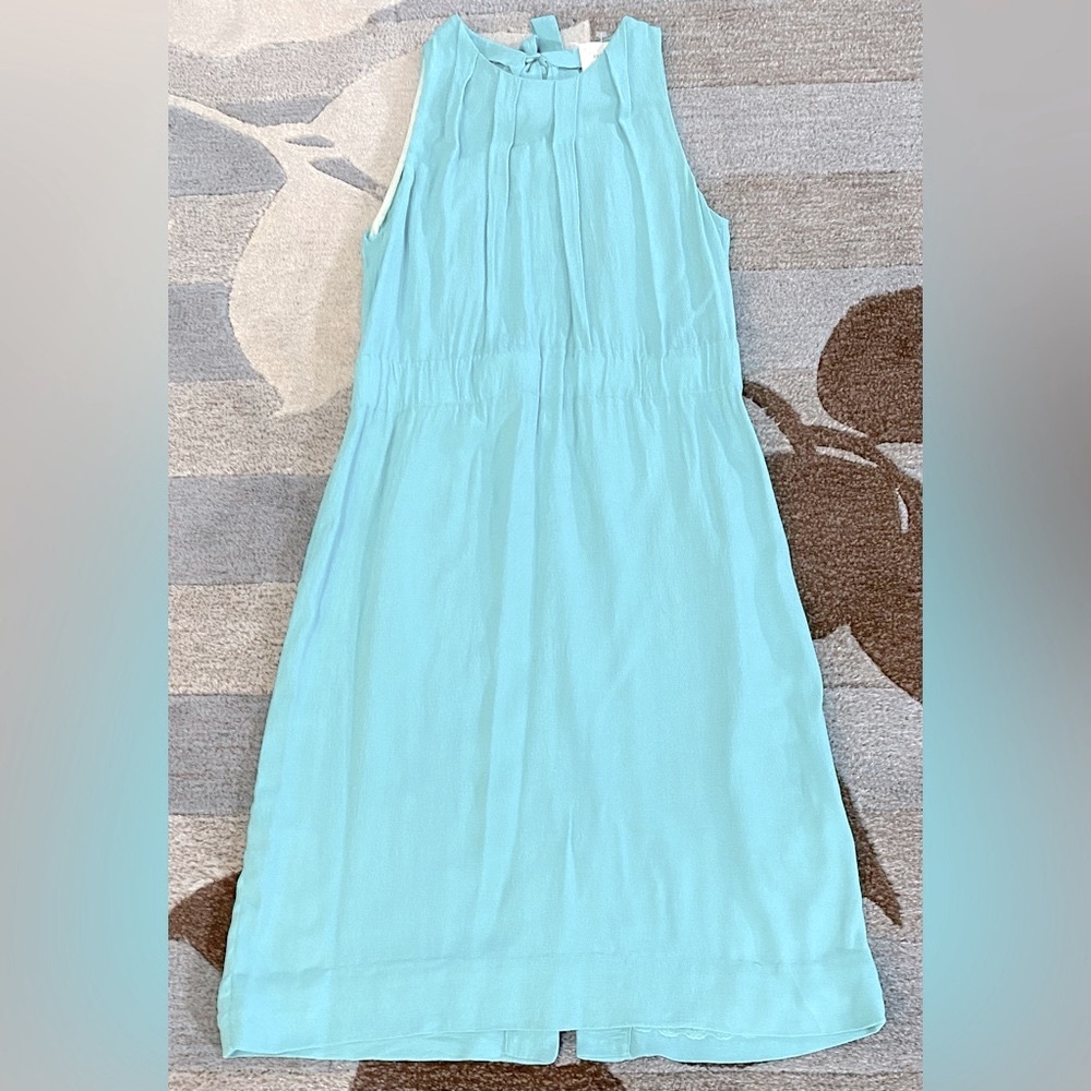 kate spade Light Aqua Blue Sleeveless Pleated Neck Mini Dress - Picture 2 of 7